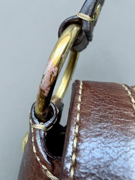 Coach Y2K Green Chelsea Tweed Brown Suede Shoulder Bag 8F18 - Picture 9 of 12